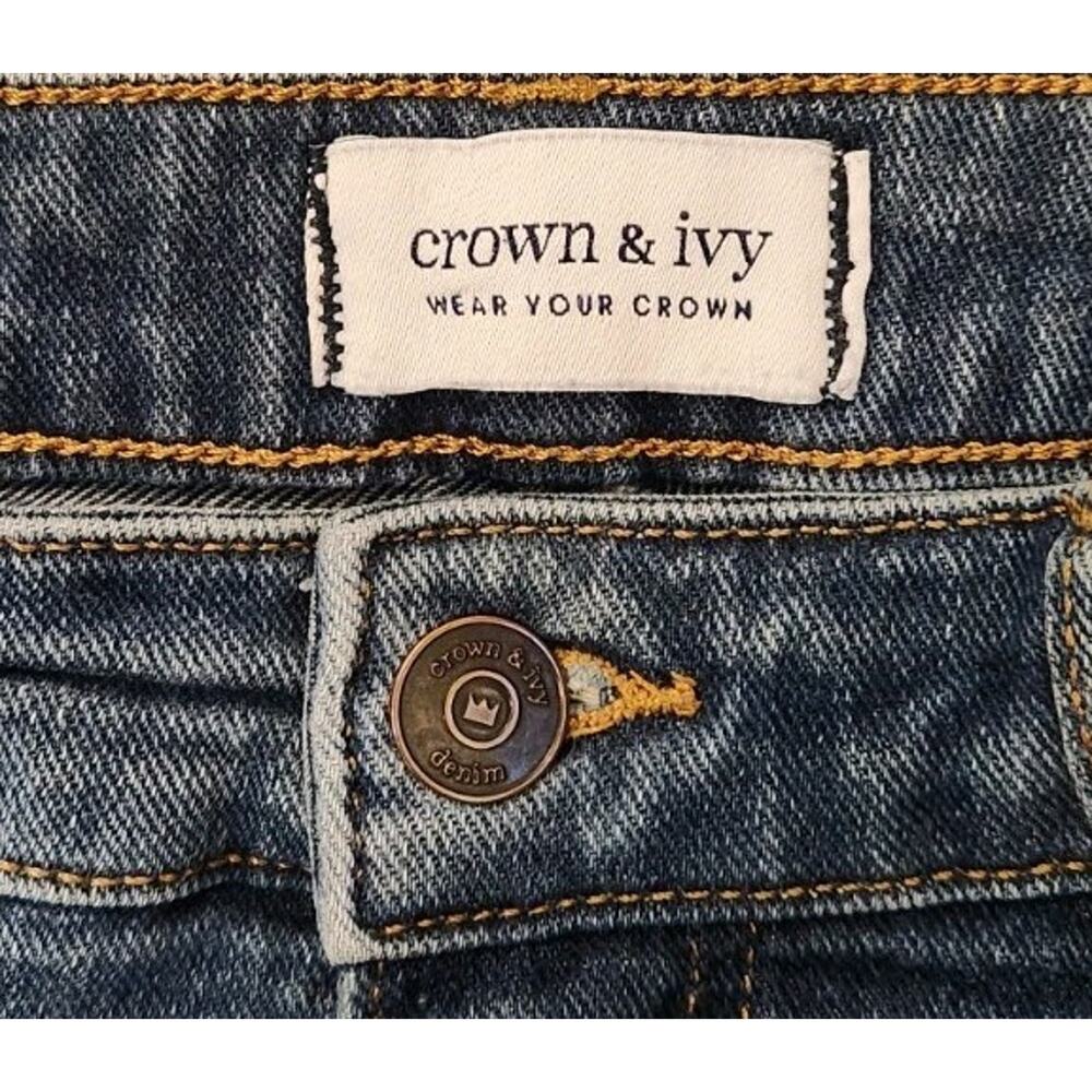 Crown & Ivy Jeans Sz 10 Frayed Cut Off Edge Crop High Rise - Picture 5 of 12